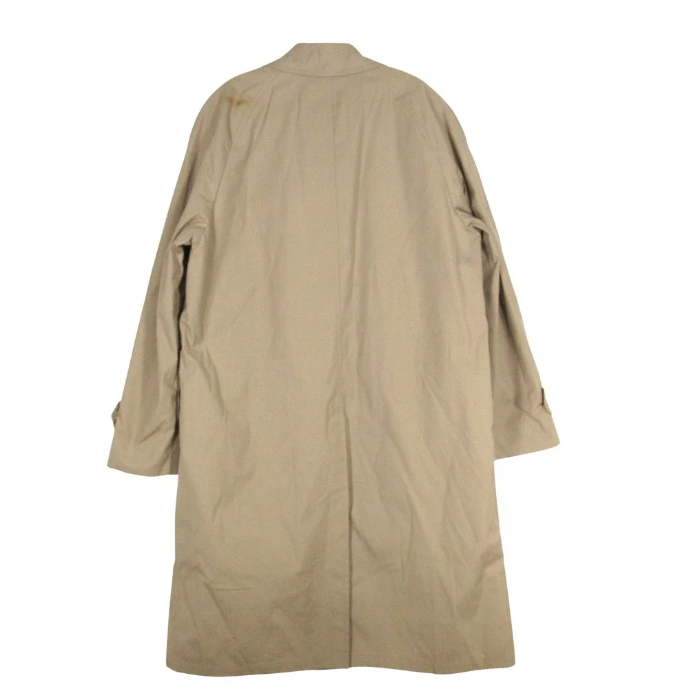 VTG LONDON FOG Men's KHAKI Removable Fur Liner BUTTON-UP Trench Coat Sz 42
